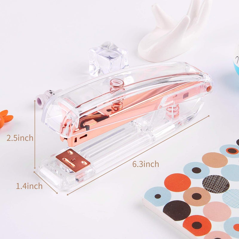 ALSISK Desk Accessory Kit,Acrylic Stapler Set, Tape Dispenser, Staple Remover with 1000pcs 26/6 Staples -Rose Gold - Image 3